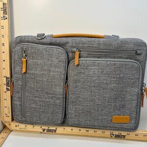 Men's Laptop Messenger Bag Padded Shoulder Strap Gray Multiple Pockets Case